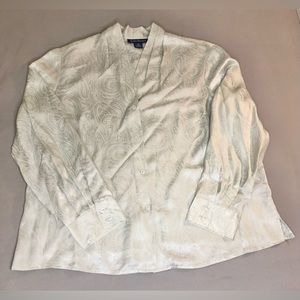 Evan Picone 100% Silk Button Up Blouse Size 18